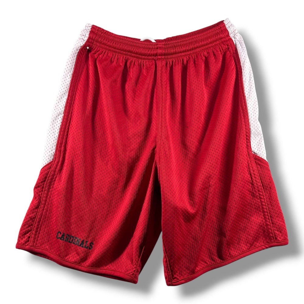 Alleson Athletic Youth Large Red White Mesh Cardinals Basketball Shorts 589PSPY